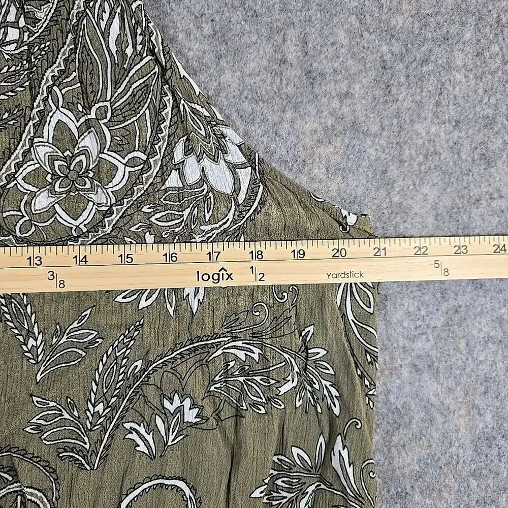 Soho Jeans Women's Size XL Olive Green Paisley Print Halter Sleeveless Tank Top